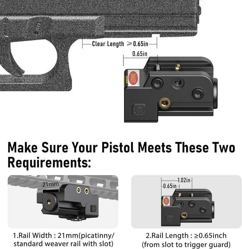EZshoot Laser Sight, Magnetic Rechargeable Red Green Laser Sight for Pistol, Compact Low Profile with Ambidextrous ON/Off Switch - Image 2